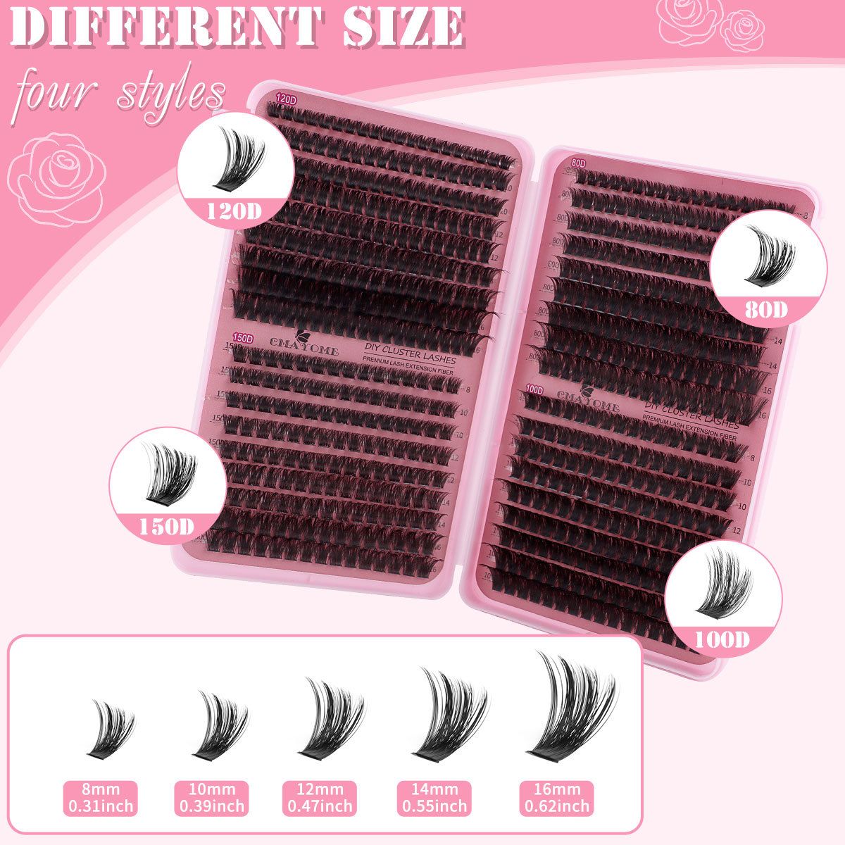 DIY Eyelash Extension Set D 621 Cluster Single Cluster False Eyelash 120D/150D Thick Eyelash Book DIY segmented eyelash false eyelash D curve natural thick curl 30D80D single tufted with tools