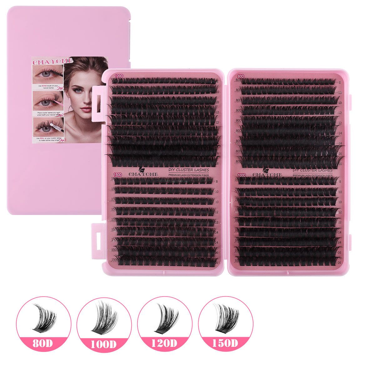 DIY Eyelash Extension Set D 621 Cluster Single Cluster False Eyelash 120D/150D Thick Eyelash Book DIY segmented eyelash false eyelash D curve natural thick curl 30D80D single tufted with tools