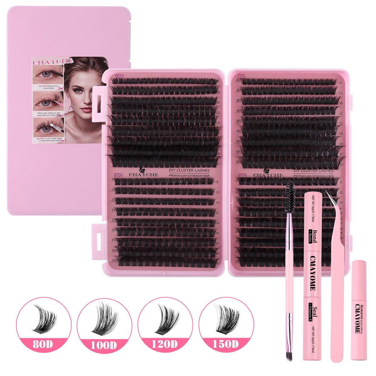 DIY Eyelash Extension Set D 621 Cluster Single Cluster False Eyelash 120D/150D Thick Eyelash Book DIY segmented eyelash false eyelash D curve natural thick curl 30D80D single tufted with tools