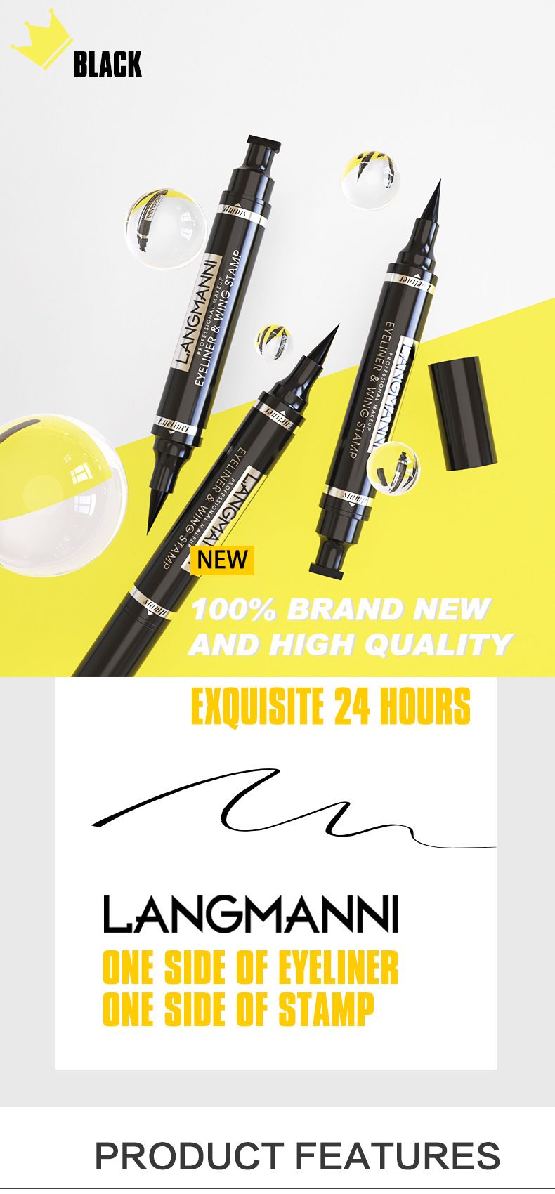 Liquid Winged Eyeliner Stamp,Smudge Proof Waterproof Eyeliner Pen Set,Long-Lasting Eye Liner Face Makeup,Star Flowers Hearts Triangle Black Eyeliner Stamp Pencil