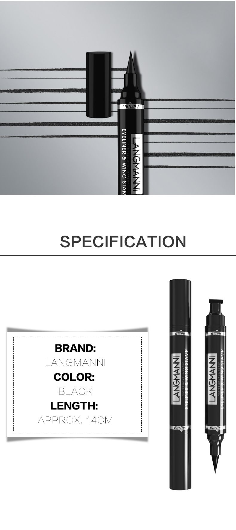 Liquid Winged Eyeliner Stamp,Smudge Proof Waterproof Eyeliner Pen Set,Long-Lasting Eye Liner Face Makeup,Star Flowers Hearts Triangle Black Eyeliner Stamp Pencil