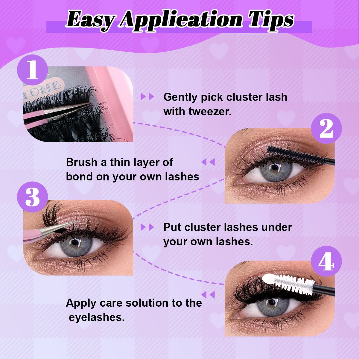 Lash Clusters Kit 60D Fluffy Lash Clusters Eyelash Extension Kit 12-20mm Individual Lashes Kit with Lash Bond and Seal, Lash Tweezers for DIY Lashes Extension