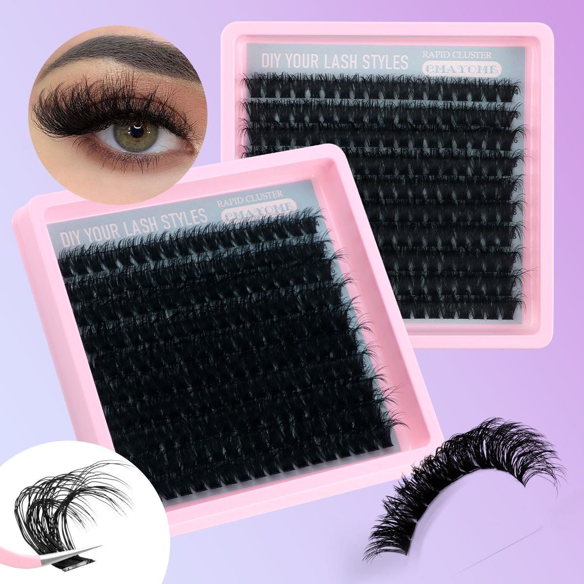 Lash Clusters Kit 60D Fluffy Lash Clusters Eyelash Extension Kit 12-20mm Individual Lashes Kit with Lash Bond and Seal, Lash Tweezers for DIY Lashes Extension