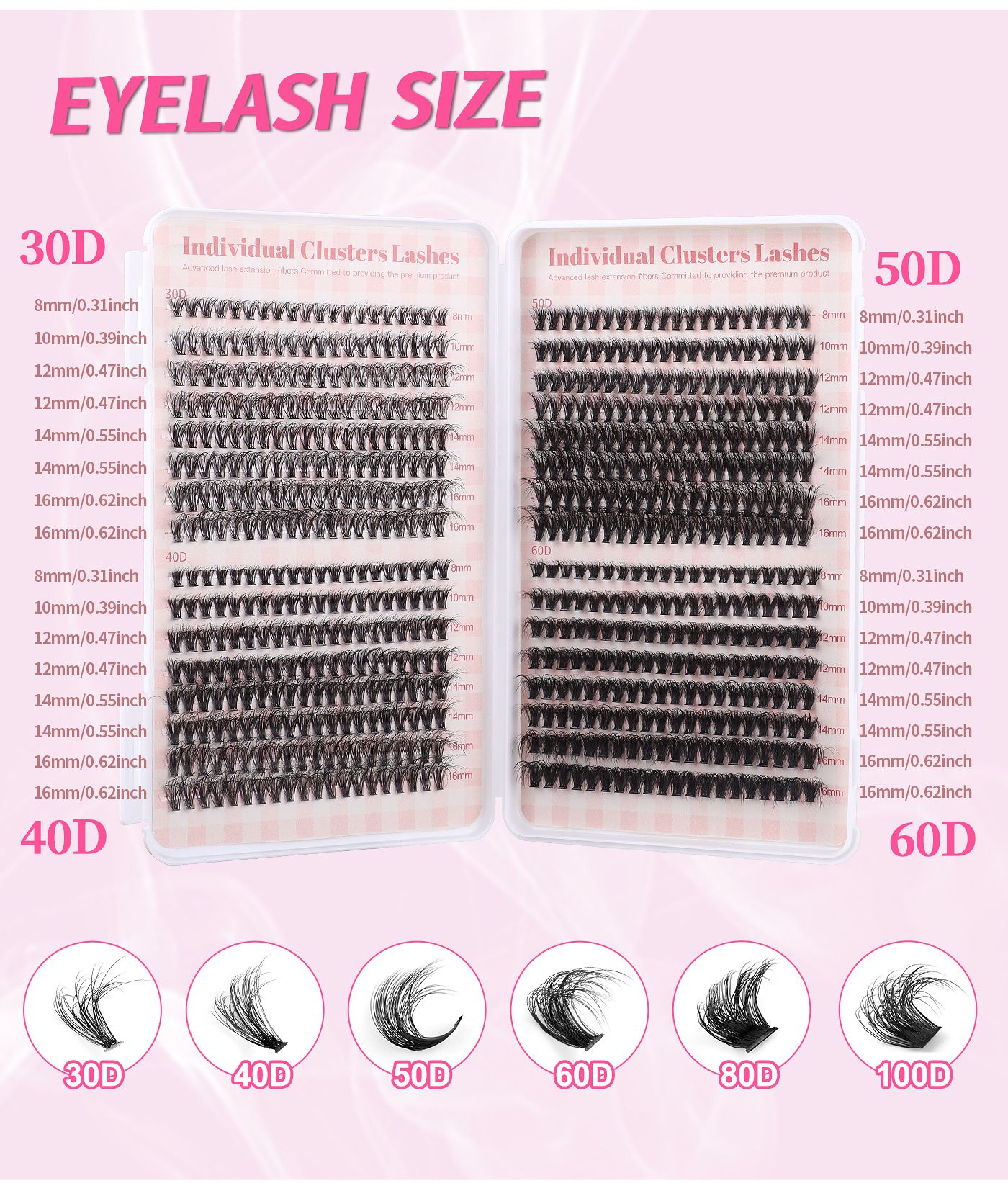 DIY EyeLashes Extensions Kit,530pcs,Natural Fluffy Cat Eye Faux Mink Curl False Eyelash,Wispy Lashes Fluffy Natural Look Thick Soft Curly Lash Extensions