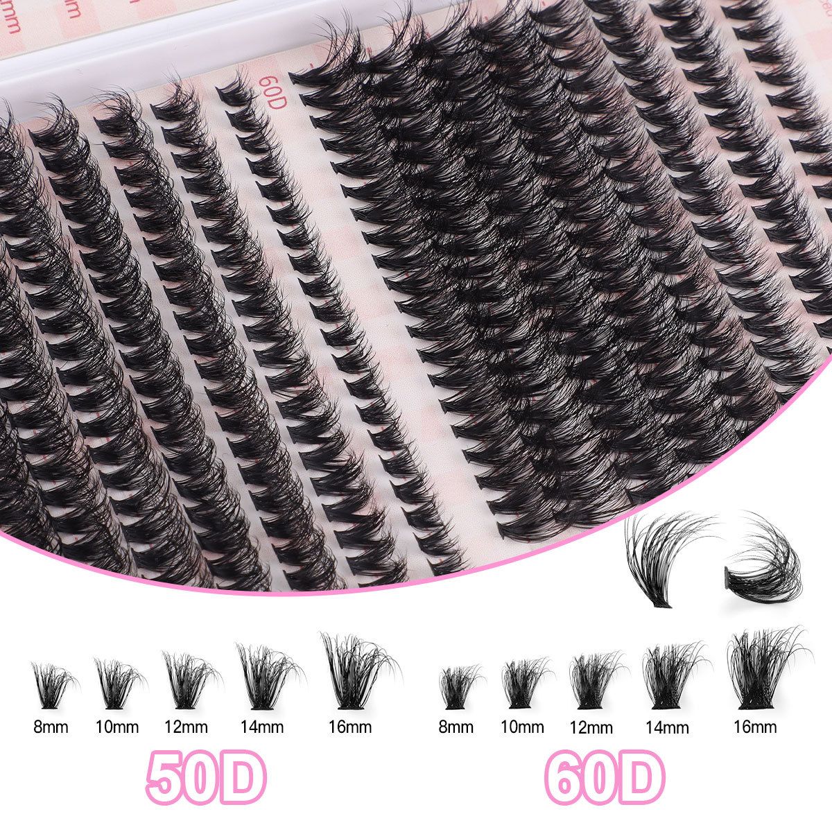 DIY EyeLashes Extensions Kit,530pcs,Natural Fluffy Cat Eye Faux Mink Curl False Eyelash,Wispy Lashes Fluffy Natural Look Thick Soft Curly Lash Extensions