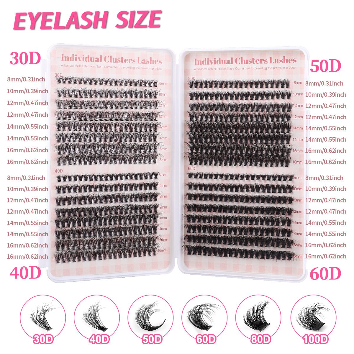 DIY EyeLashes Extensions Kit,530pcs,Natural Fluffy Cat Eye Faux Mink Curl False Eyelash,Wispy Lashes Fluffy Natural Look Thick Soft Curly Lash Extensions