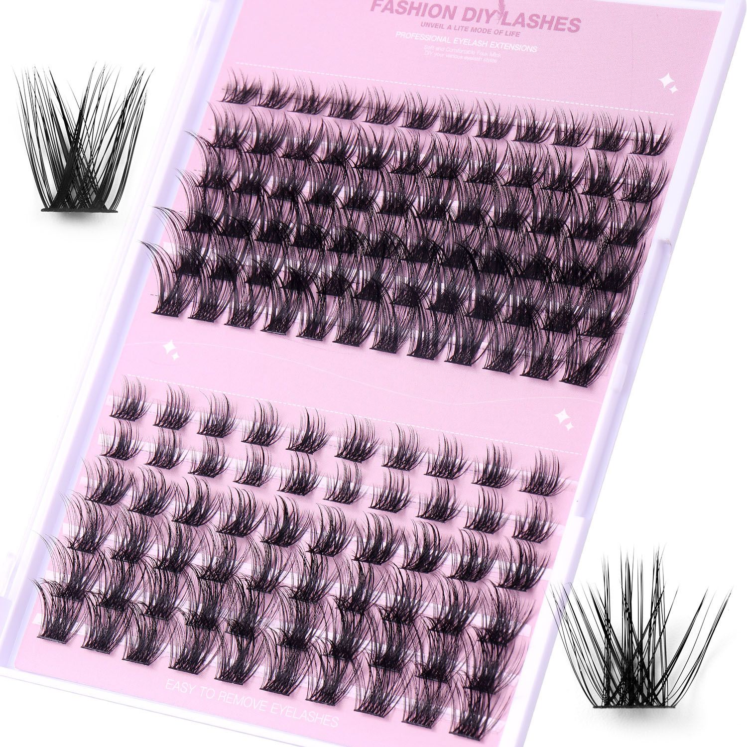 Lash Clusters 320PCS Wispy Individual Lashes 8-16MM 30D 40D 60D Thick Volume Eyelash Extensions Fluffy Soft Eyelashes Natural D Curl Eyelash Clusters DIY Lash Extension-30+40+60D