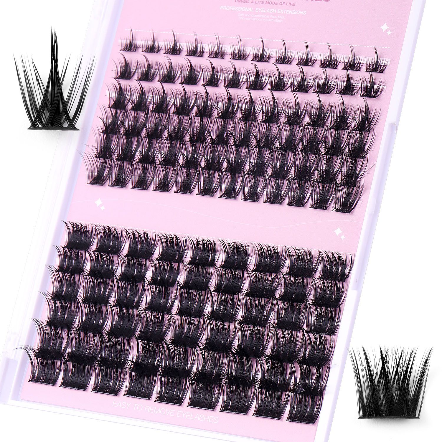 Lash Clusters 320PCS Wispy Individual Lashes 8-16MM 30D 40D 60D Thick Volume Eyelash Extensions Fluffy Soft Eyelashes Natural D Curl Eyelash Clusters DIY Lash Extension-30+40+60D