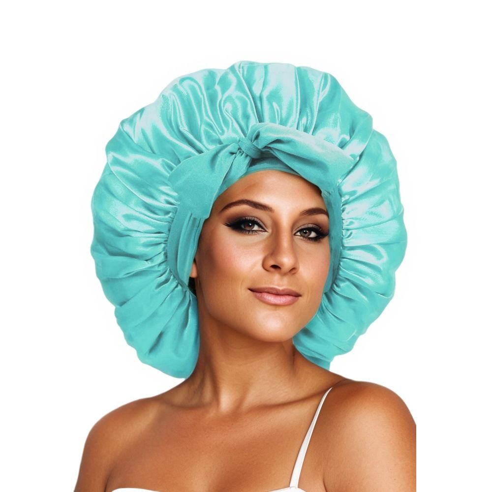 Silk Bonnet for Sleeping Women Satin Bonnet Night Sleep Cap Wrap for Curly Hair with Adjustable Tie Band, Single Layer, Pink