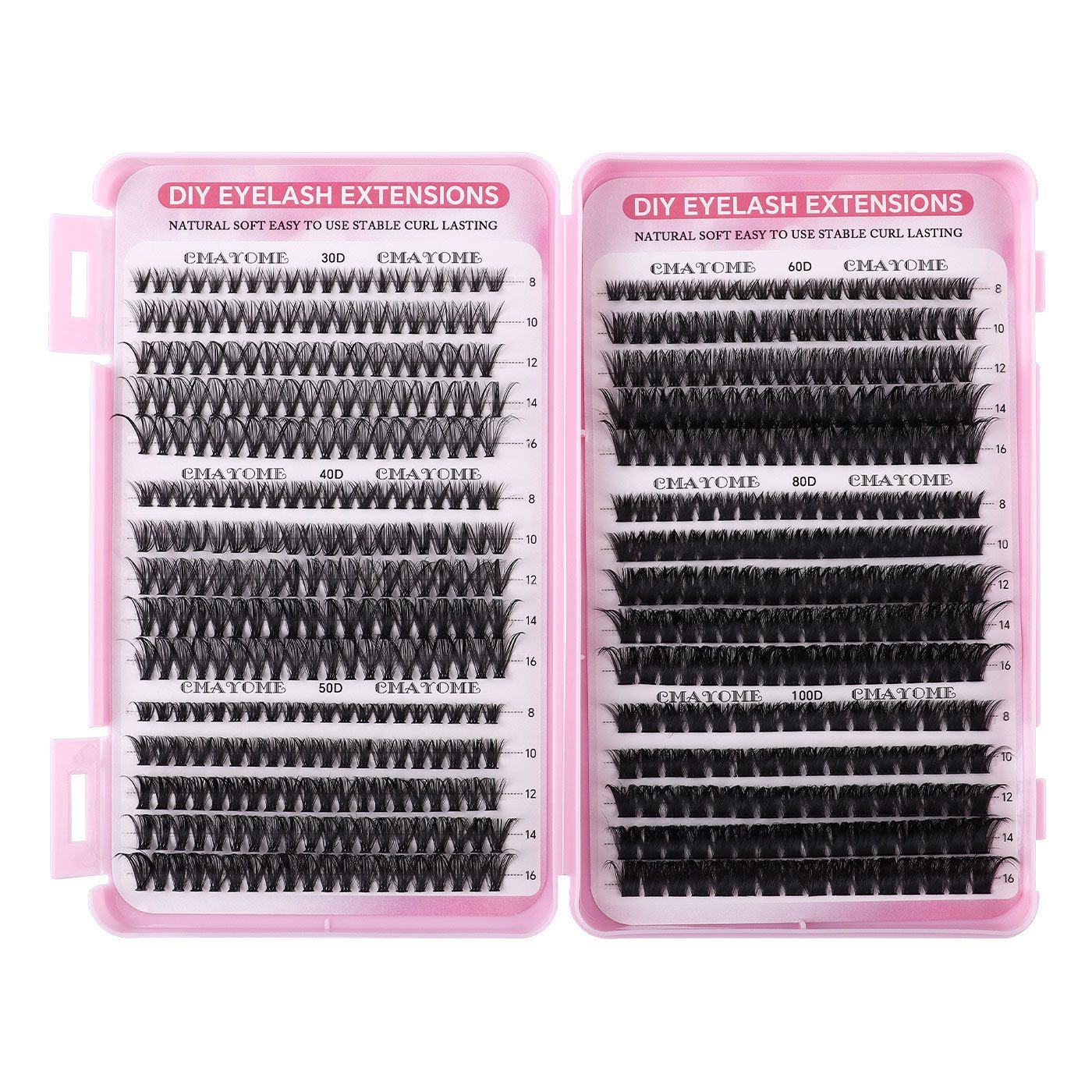 Individual Clusters Lash Extensions kit DIY 640pcs Dramatic Volume Eyelash Mixed Length (9-16mm 30D 40D 100D kit) Individual Lashes Kit Tray with Bond & Seal, Lash Tweezers