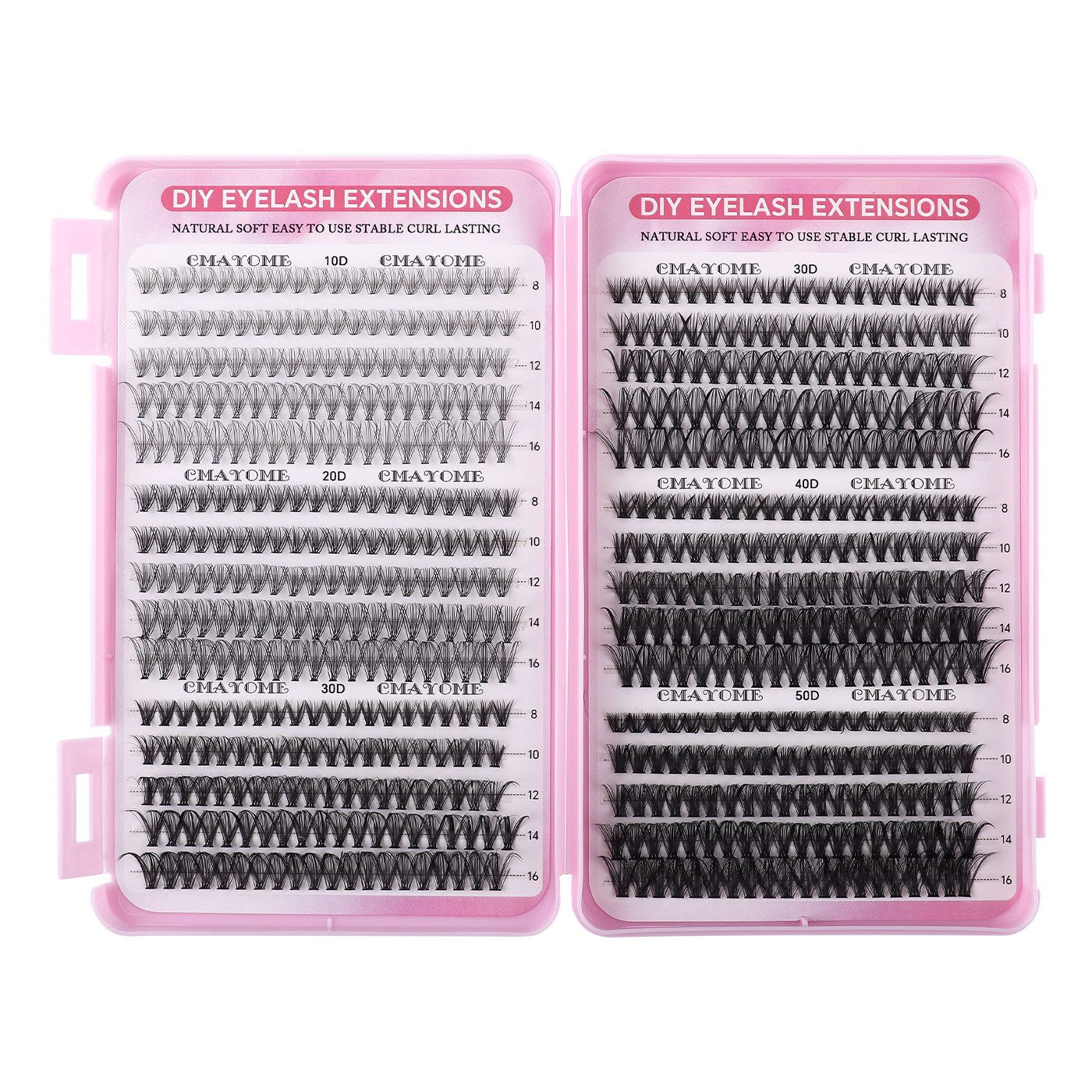 Individual Clusters Lash Extensions kit DIY 640pcs Dramatic Volume Eyelash Mixed Length (9-16mm 30D 40D 100D kit) Individual Lashes Kit Tray with Bond & Seal, Lash Tweezers