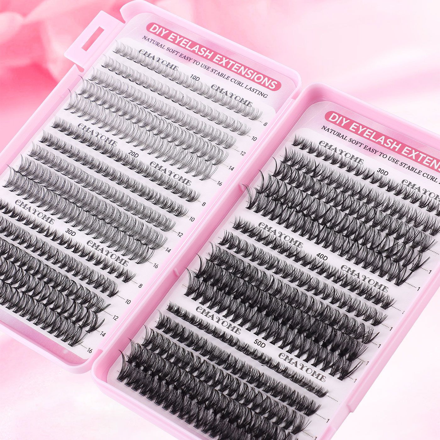 Individual Clusters Lash Extensions kit DIY 640pcs Dramatic Volume Eyelash Mixed Length (9-16mm 30D 40D 100D kit) Individual Lashes Kit Tray with Bond & Seal, Lash Tweezers