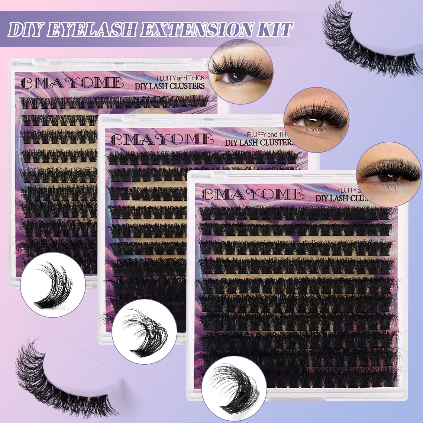 Lash Clusters Eyelash Extensions Wispy Lash Clusters 80D Individual Lashes Thick Volume Cluster Lashes  Lash Extension Mink Eyelash Clusters (240pcs) view 4