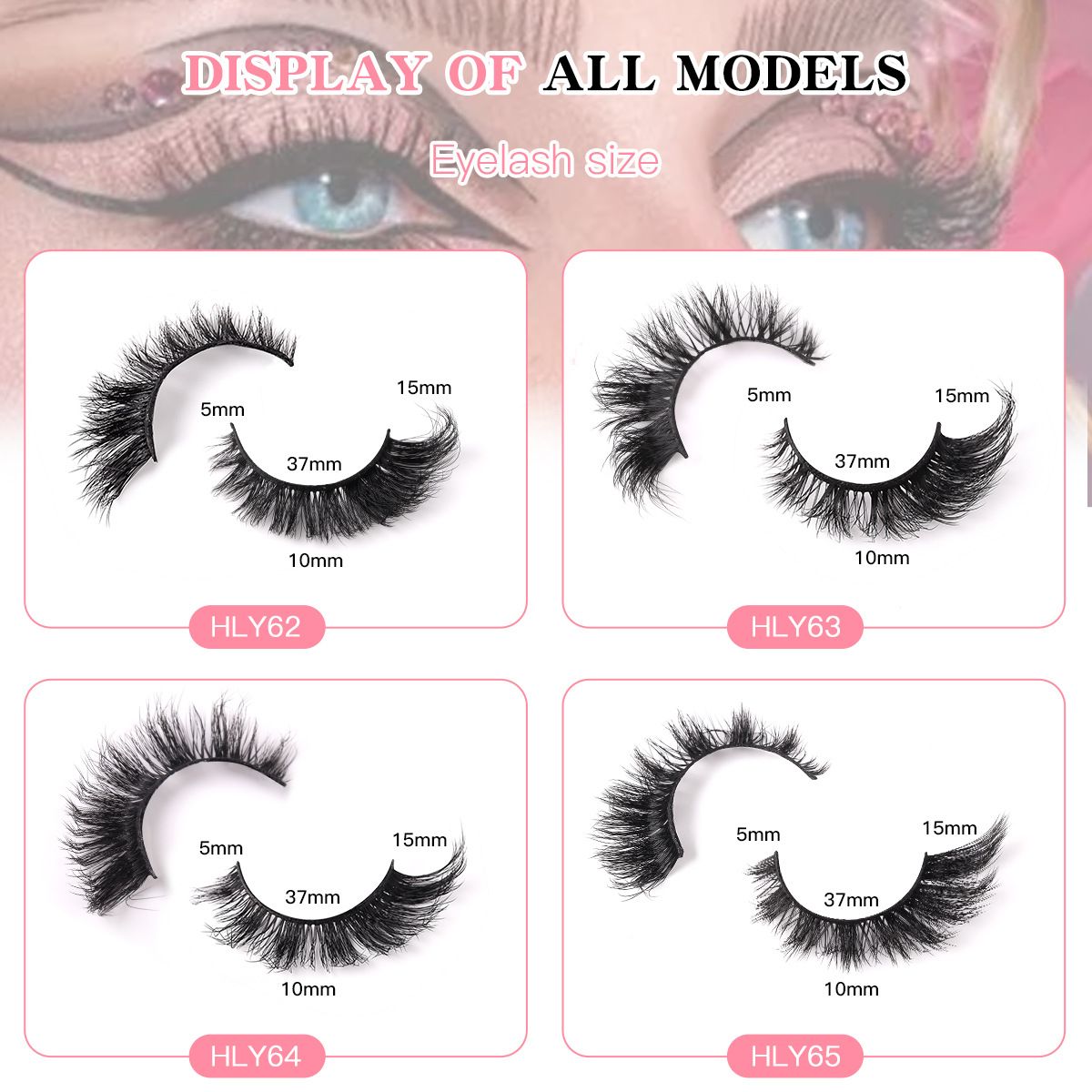 Fox Eye Lashes Wispy False Eyelashes 18mm Volume Faux Mink Lashes Soft Fake Lash Strips , 7 Pairs