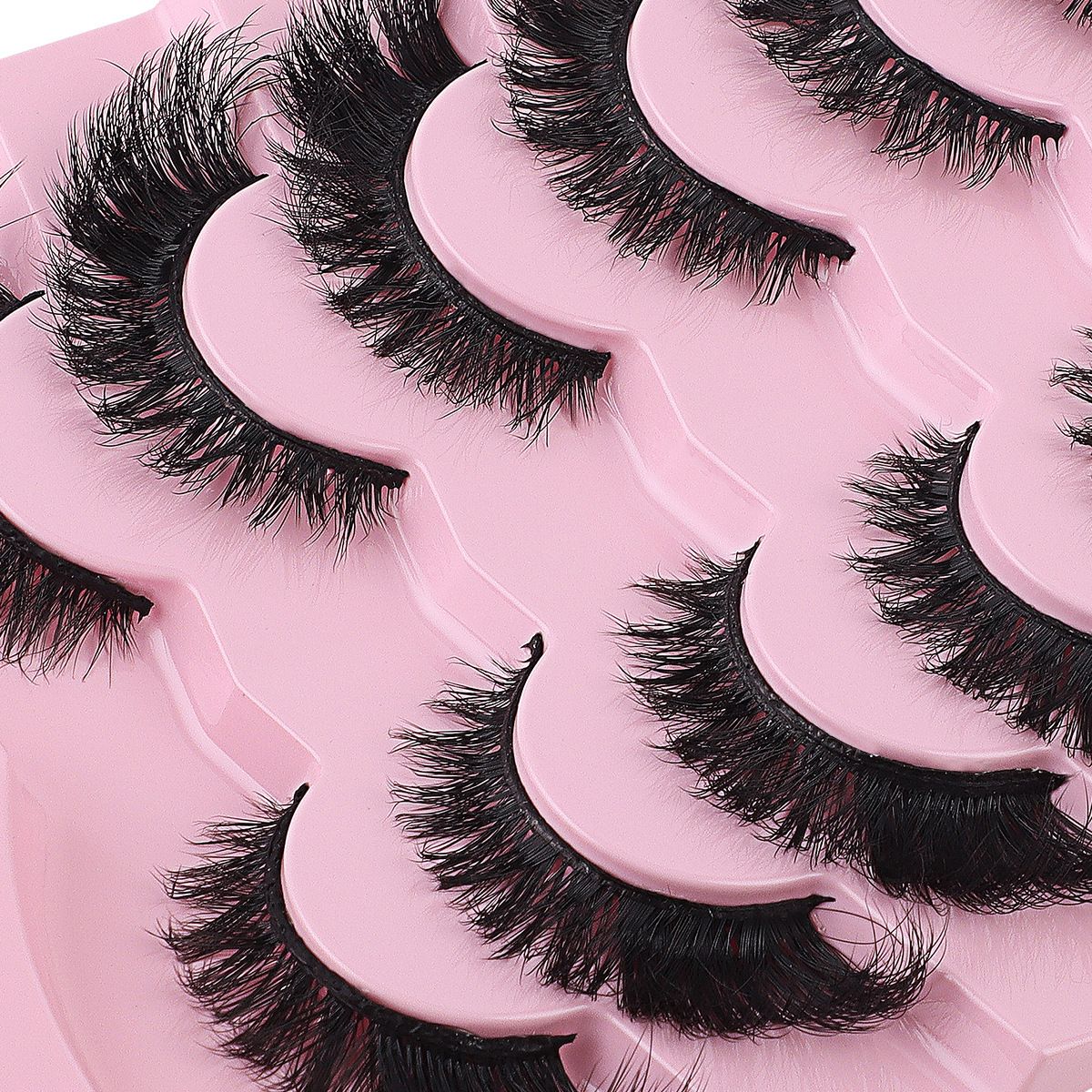 Fox Eye Lashes Wispy False Eyelashes 18mm Volume Faux Mink Lashes Soft Fake Lash Strips , 7 Pairs