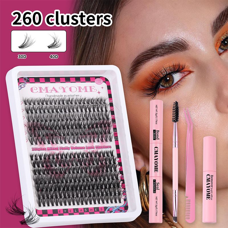 Fluffy Lash Clusters Volume Wispy,DIY Lash Extension Kit Individual,D Curl(10-18 MIX) 30+40+50+60+80D Cluster Lashes Natural Look Eyelashes Clusters for Beginners
