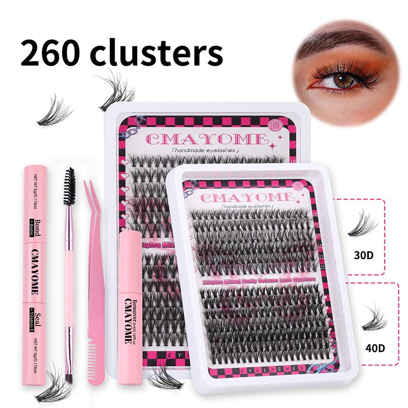 Fluffy Lash Clusters Volume Wispy,DIY Lash Extension Kit Individual,D Curl(10-18 MIX) 30+40+50+60+80D Cluster Lashes Natural Look Eyelashes Clusters for Beginners