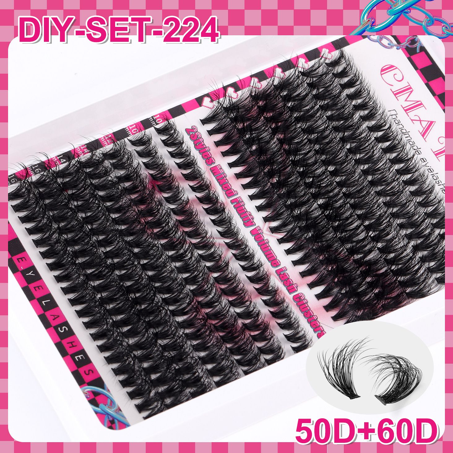 Fluffy Lash Clusters Volume Wispy,DIY Lash Extension Kit Individual,D Curl(10-18 MIX) 30+40+50+60+80D Cluster Lashes Natural Look Eyelashes Clusters for Beginners
