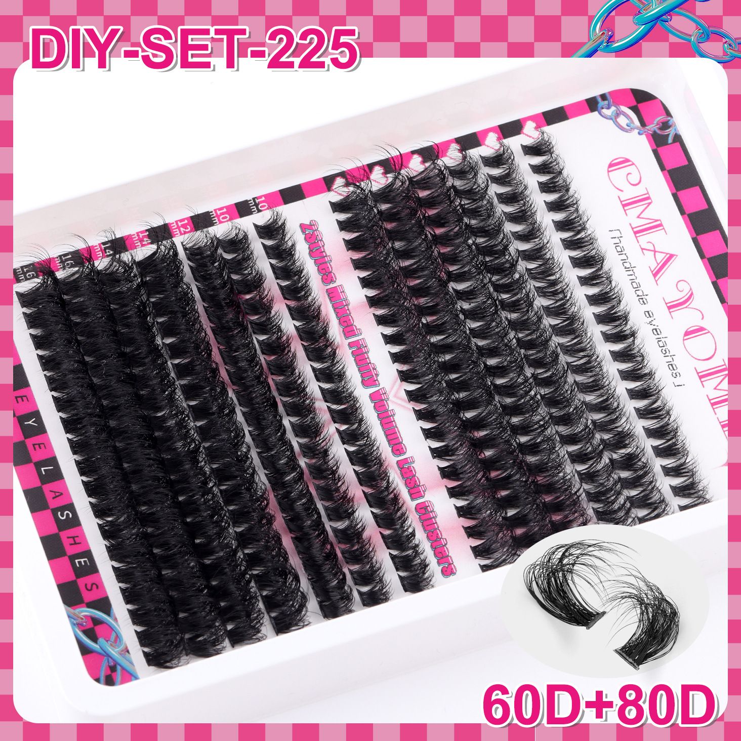 Fluffy Lash Clusters Volume Wispy,DIY Lash Extension Kit Individual,D Curl(10-18 MIX) 30+40+50+60+80D Cluster Lashes Natural Look Eyelashes Clusters for Beginners