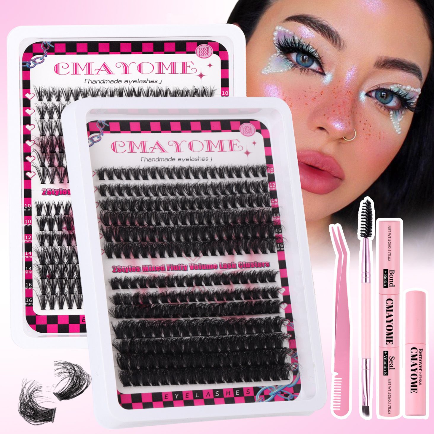 Fluffy Lash Clusters Volume Wispy,DIY Lash Extension Kit Individual,D Curl(10-18 MIX) 30+40+50+60+80D Cluster Lashes Natural Look Eyelashes Clusters for Beginners