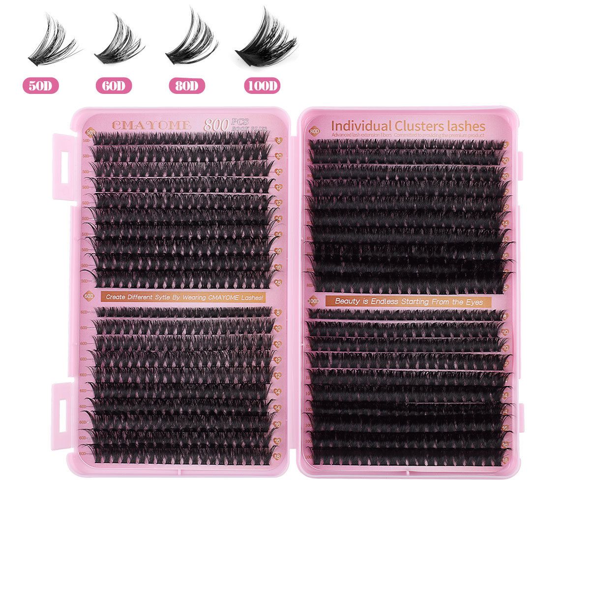 Lash Extension Kit DIY Lash Clusters 800pcs Cluster Lashes Individual Lashes Book Set Eyelash Extension Kit with Lash Bond and Seal,Lash Remover,Lash Tweezers(30D+40D+50D+60D Kit,8-18mm)