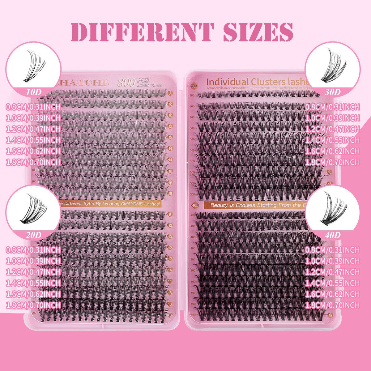 Lash Extension Kit DIY Lash Clusters 800pcs Cluster Lashes Individual Lashes Book Set Eyelash Extension Kit with Lash Bond and Seal,Lash Remover,Lash Tweezers(30D+40D+50D+60D Kit,8-18mm)