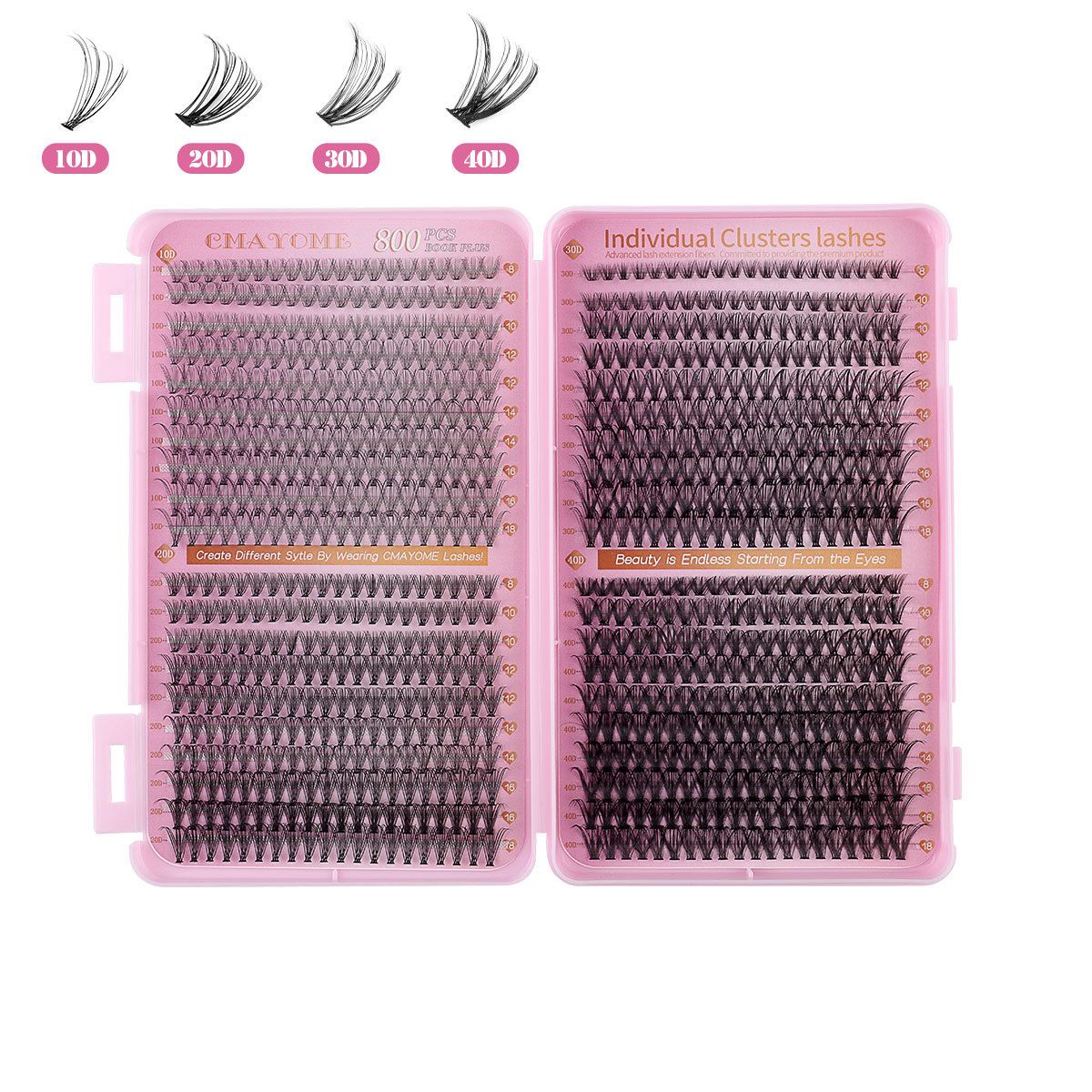 Lash Extension Kit DIY Lash Clusters 800pcs Cluster Lashes Individual Lashes Book Set Eyelash Extension Kit with Lash Bond and Seal,Lash Remover,Lash Tweezers(30D+40D+50D+60D Kit,8-18mm)
