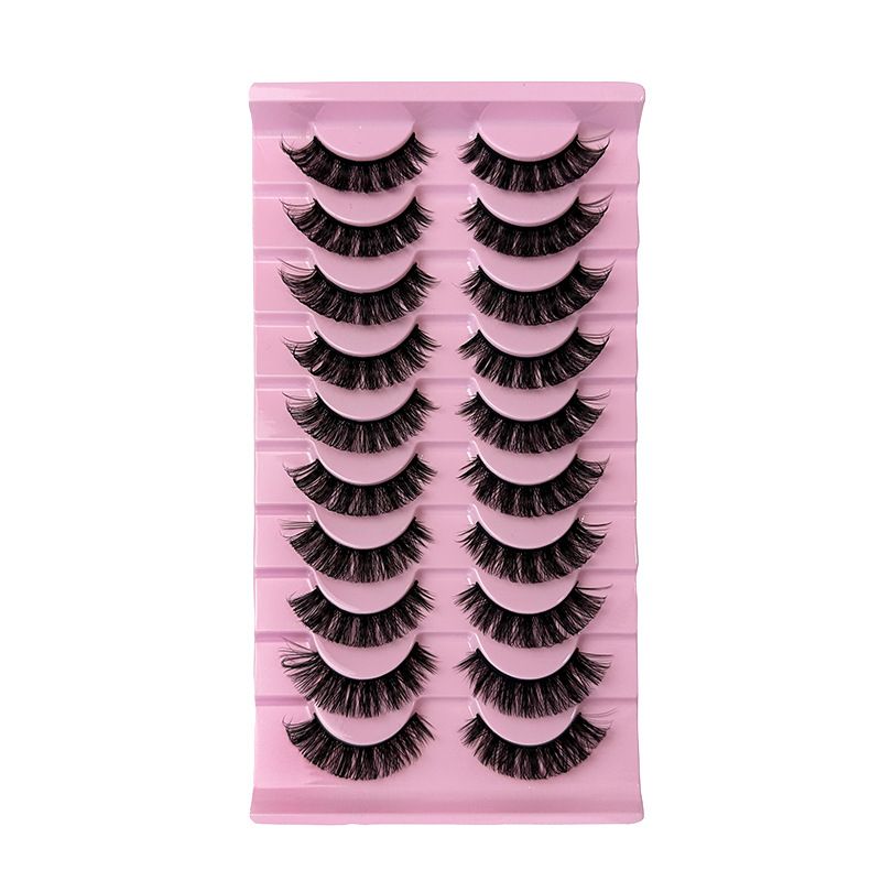 10 Pairs Of Striped False Eyelashes Stable Supply Of Foreign Trade Soft And Dense Whole Imitation Mink Hair Wispy Fake Lashes Fluffy Cat Eye Lashes Extensions False Eyelashes false eyelash set, large