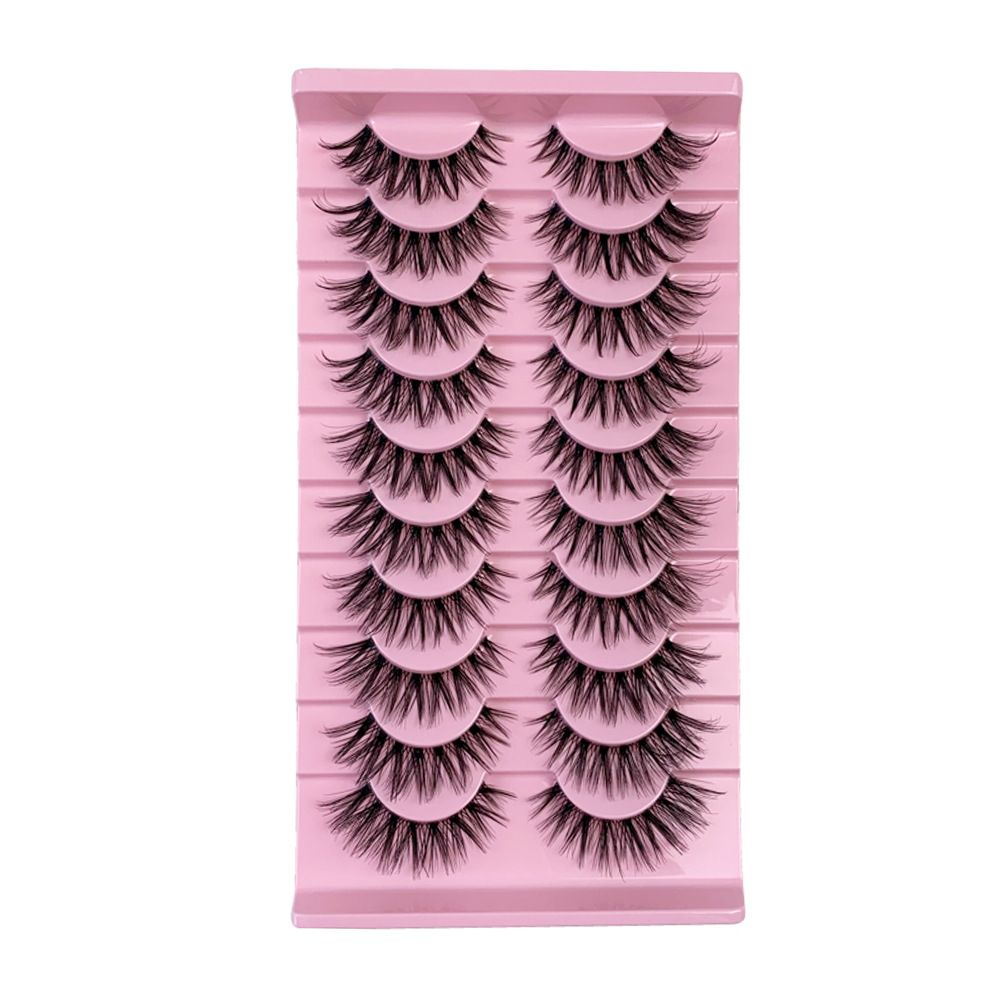 10 Pairs Of Striped False Eyelashes Stable Supply Of Foreign Trade Soft And Dense Whole Imitation Mink Hair Wispy Fake Lashes Fluffy Cat Eye Lashes Extensions False Eyelashes false eyelash set, large