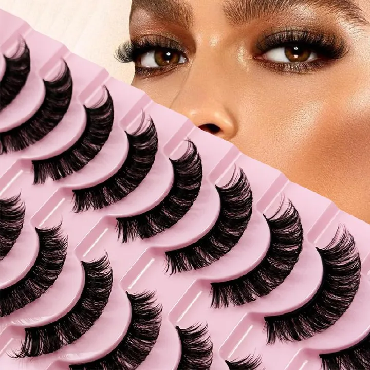 10 Pairs Of Striped False Eyelashes Stable Supply Of Foreign Trade Soft And Dense Whole Imitation Mink Hair Wispy Fake Lashes Fluffy Cat Eye Lashes Extensions False Eyelashes false eyelash set, large