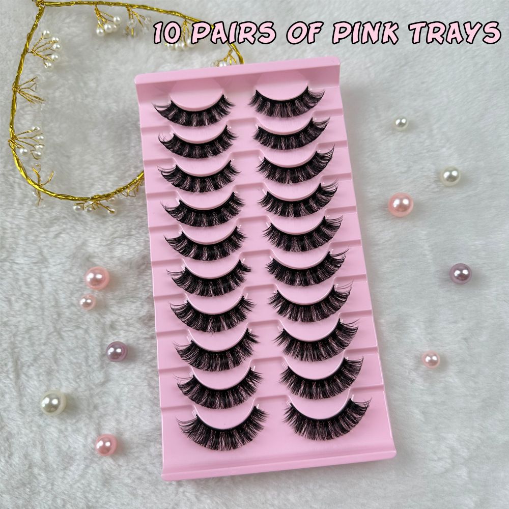 10 Pairs Of Striped False Eyelashes Stable Supply Of Foreign Trade Soft And Dense Whole Imitation Mink Hair Wispy Fake Lashes Fluffy Cat Eye Lashes Extensions False Eyelashes false eyelash set, large