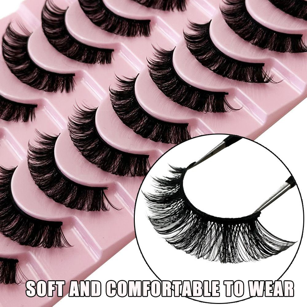 10 Pairs Of Striped False Eyelashes Stable Supply Of Foreign Trade Soft And Dense Whole Imitation Mink Hair Wispy Fake Lashes Fluffy Cat Eye Lashes Extensions False Eyelashes false eyelash set, large