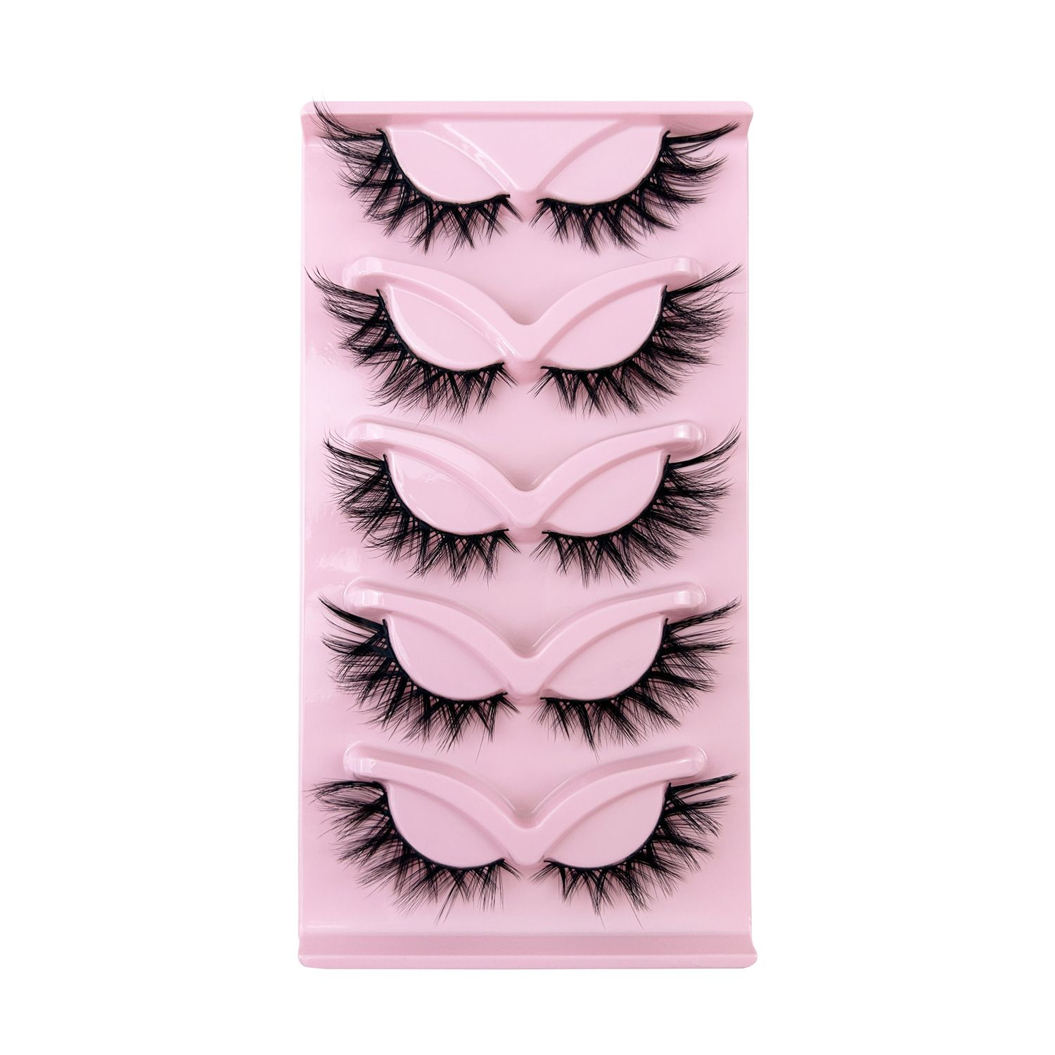 5 Pairs Fluffy Natural Lashes Makeup Handmade Reusable Short 8mm-22mm Wispy Strip Faux Mink False Lashes view 6