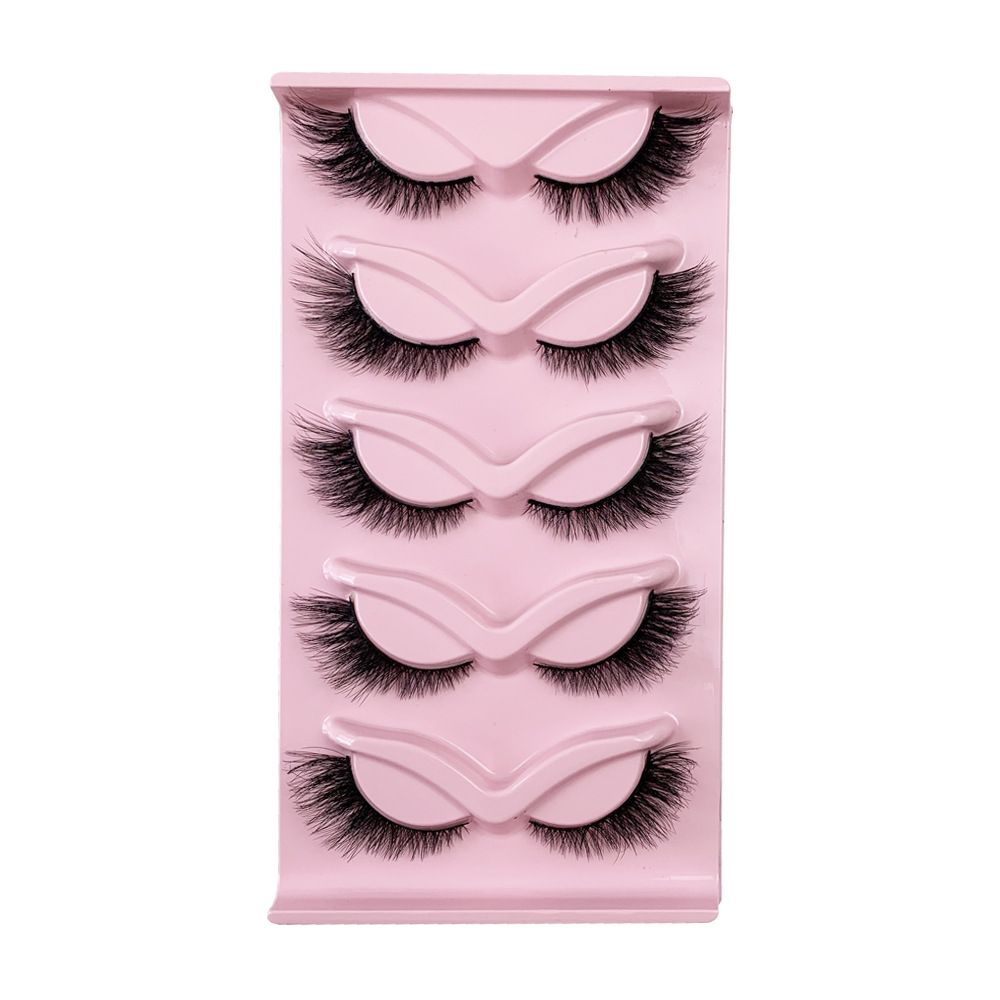 5 Pairs Fluffy Natural Lashes Makeup Handmade Reusable Short 8mm-22mm Wispy Strip Faux Mink False Lashes
