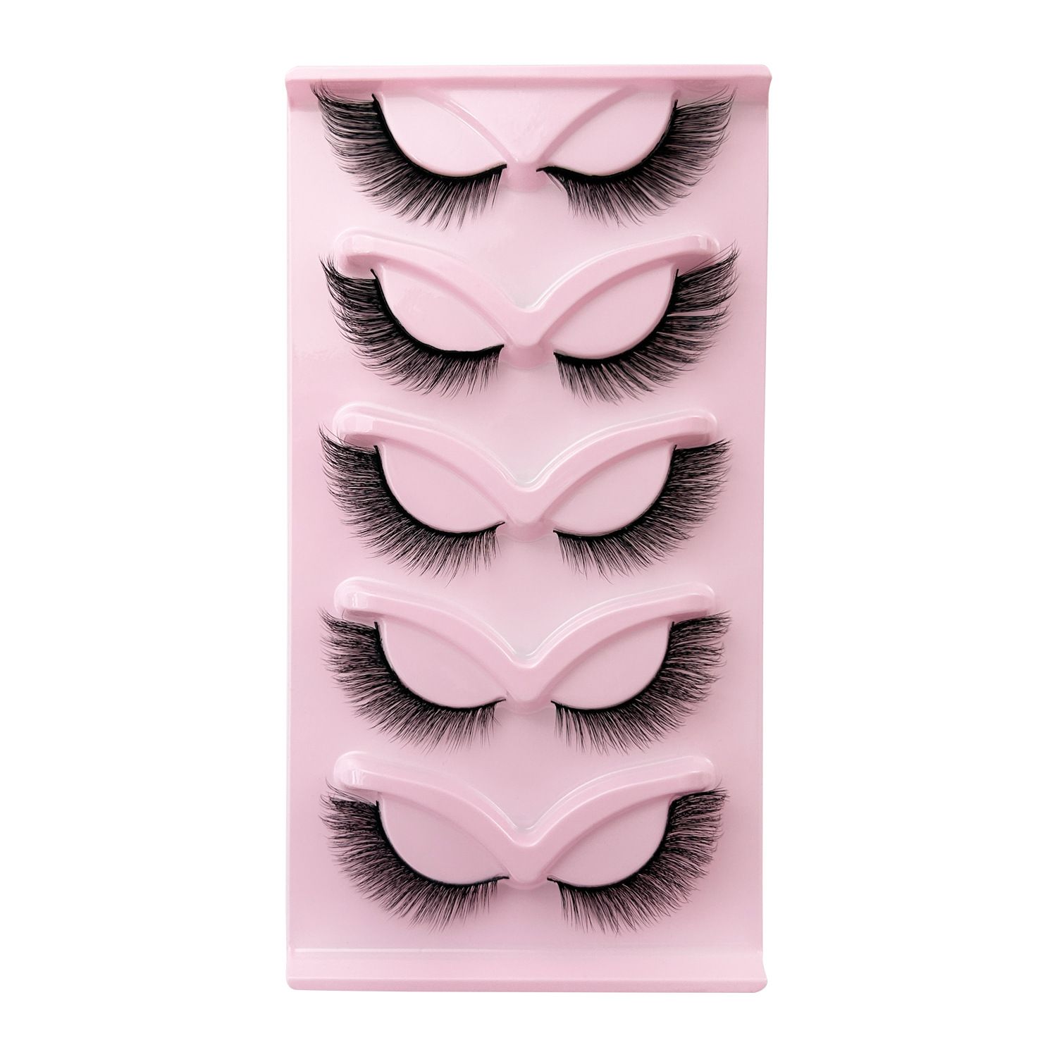 5 Pairs Fluffy Natural Lashes Makeup Handmade Reusable Short 8mm-22mm Wispy Strip Faux Mink False Lashes view 7