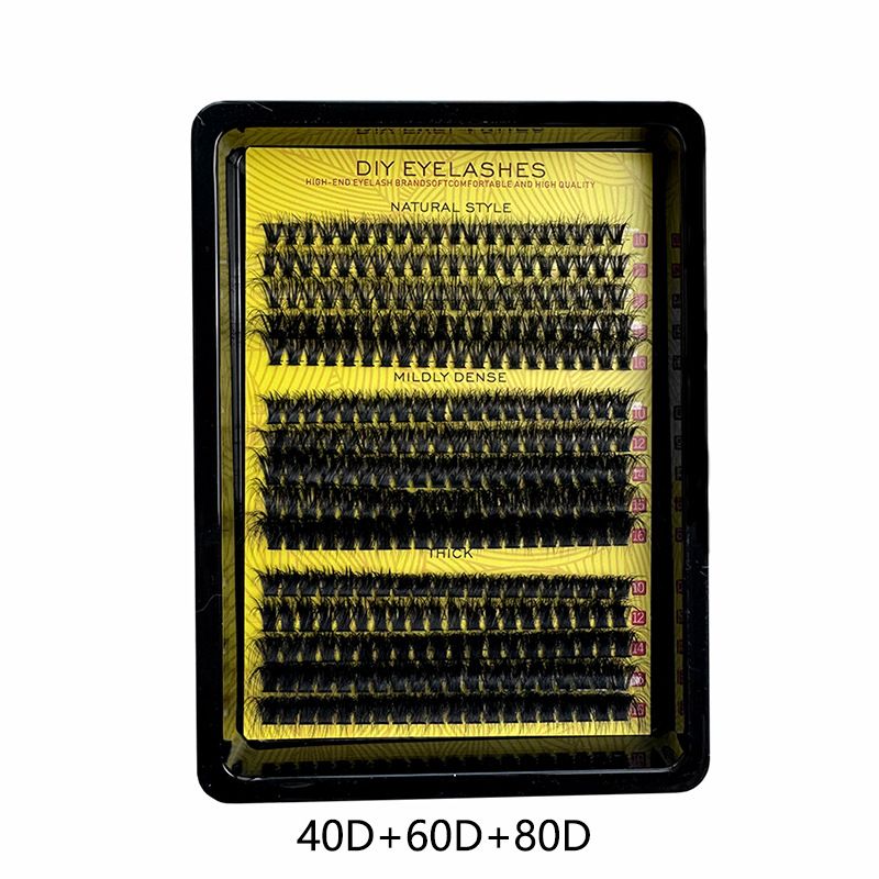 14Rows 5D Fluffy Lash Clusters Thick Volume Eyelash Clusters Extensions 60D/80D/100D/180D Individual Lashes Cat Eye Lash Extension (DD Curl Fluffy GFZ60+80+100)