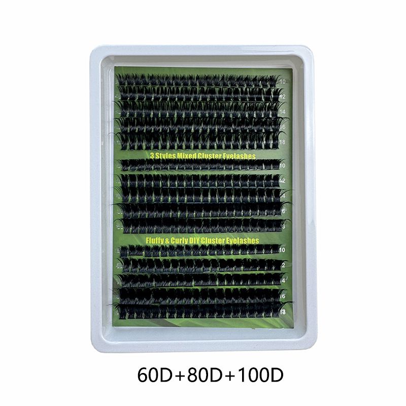 14Rows 5D Fluffy Lash Clusters Thick Volume Eyelash Clusters Extensions 60D/80D/100D/180D Individual Lashes Cat Eye Lash Extension (DD Curl Fluffy GFZ60+80+100)
