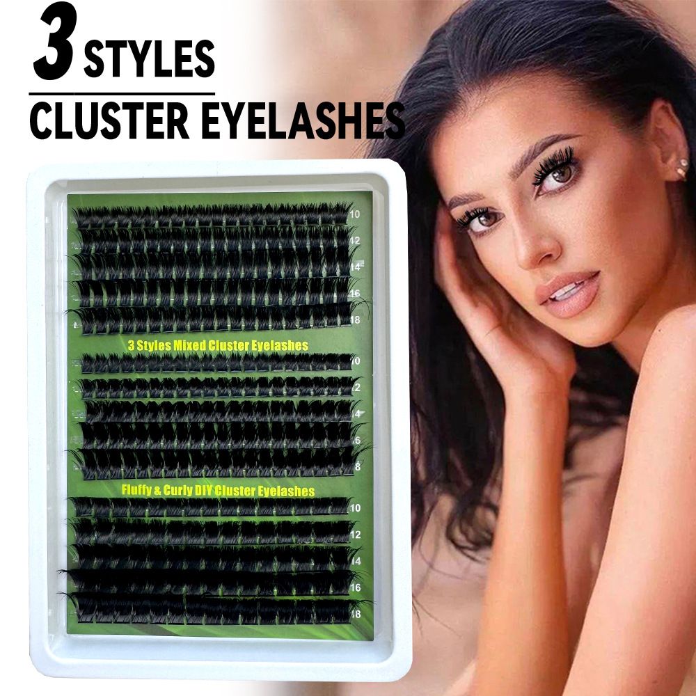 14Rows 5D Fluffy Lash Clusters Thick Volume Eyelash Clusters Extensions 60D/80D/100D/180D Individual Lashes Cat Eye Lash Extension (DD Curl Fluffy GFZ60+80+100)