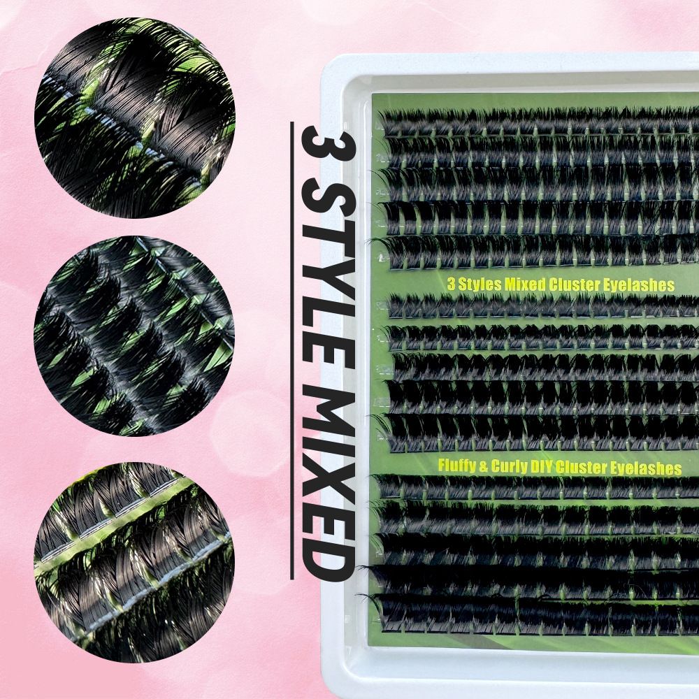 14Rows 5D Fluffy Lash Clusters Thick Volume Eyelash Clusters Extensions 60D/80D/100D/180D Individual Lashes Cat Eye Lash Extension (DD Curl Fluffy GFZ60+80+100)