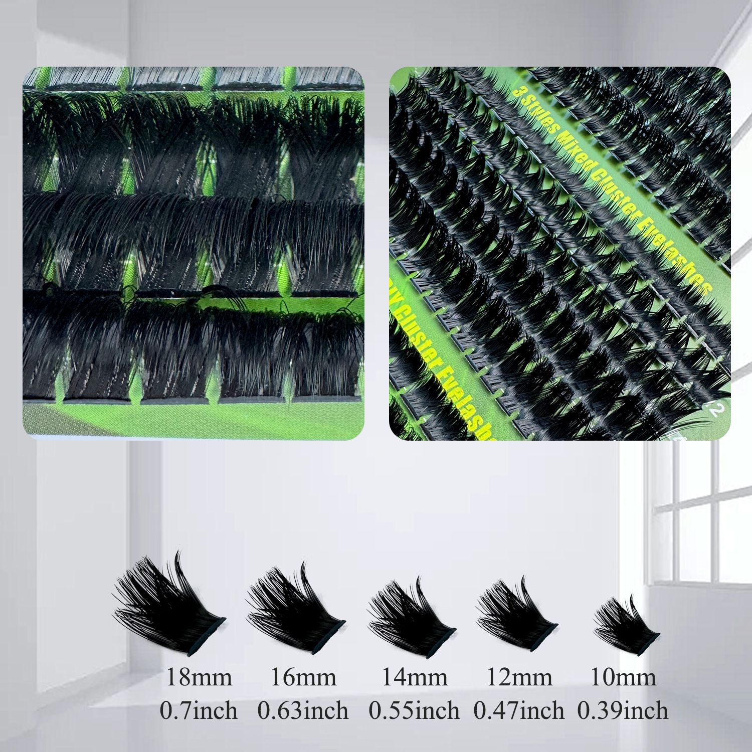 14Rows 5D Fluffy Lash Clusters Thick Volume Eyelash Clusters Extensions 60D/80D/100D/180D Individual Lashes Cat Eye Lash Extension (DD Curl Fluffy GFZ60+80+100)