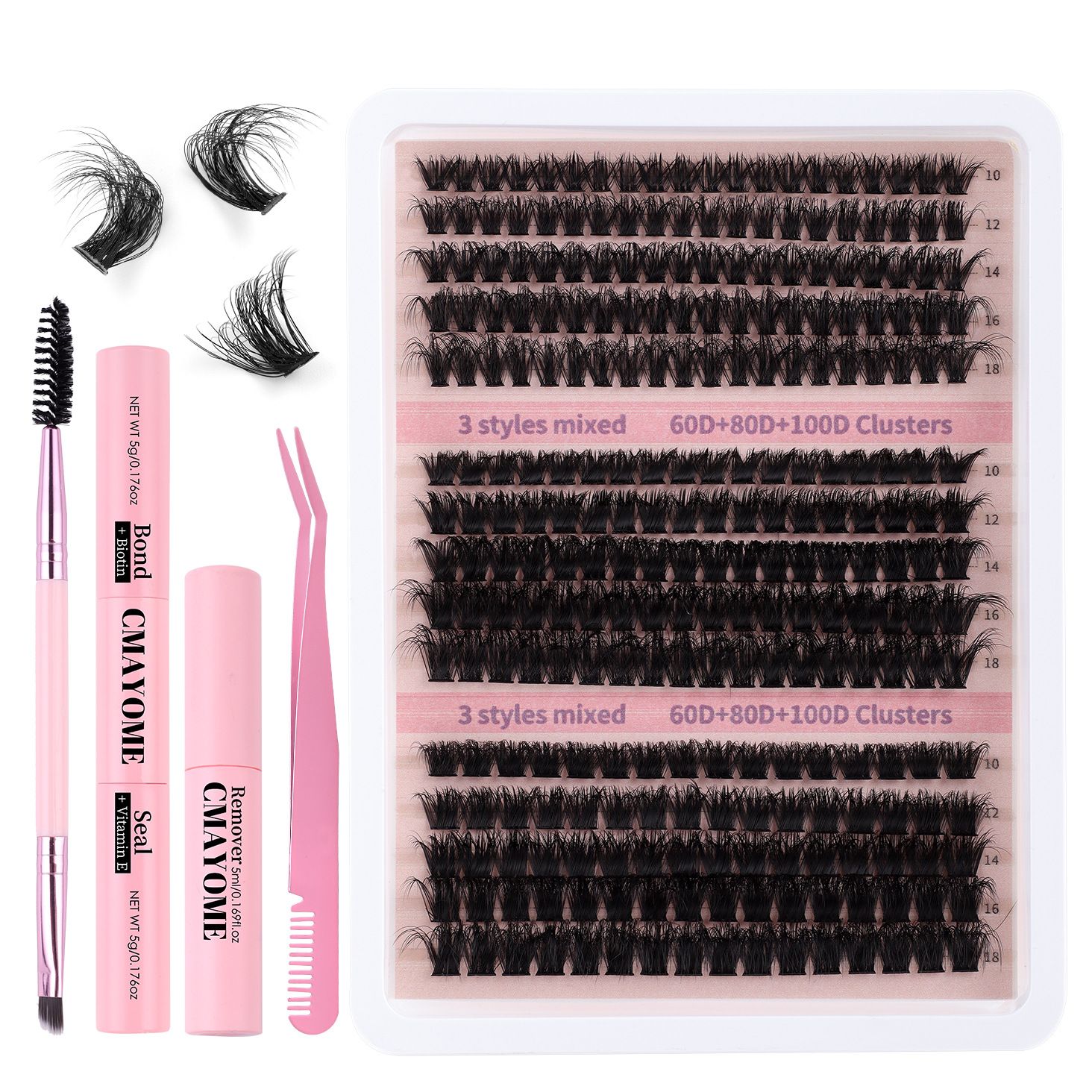 Fluffy Cluster Lashes 40D60D80D100D120D Natural Thick Eyelash Clusters D Curl Individual Lashes DIY Eyelashes Extension (15RowsDDCurl60D80D100D)