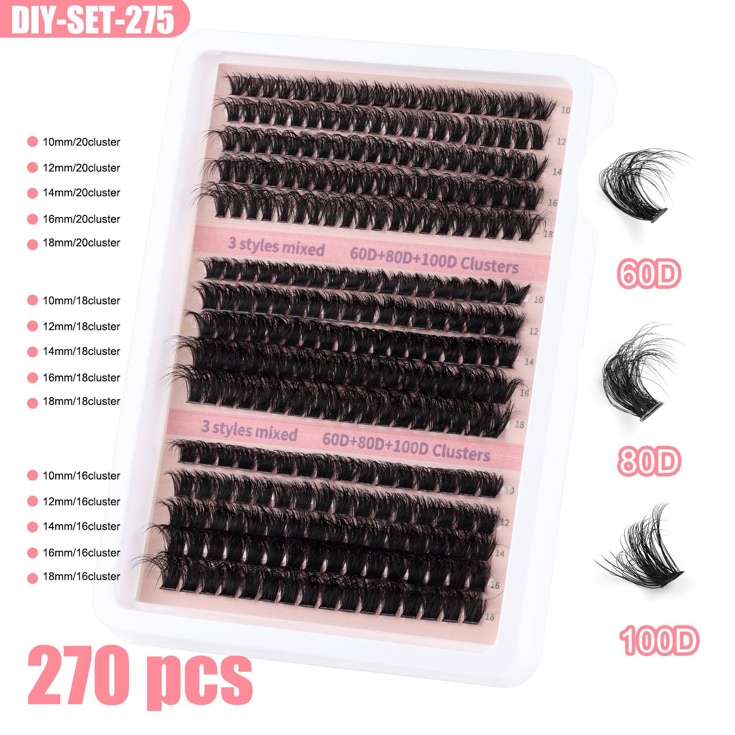 Fluffy Cluster Lashes 40D60D80D100D120D Natural Thick Eyelash Clusters D Curl Individual Lashes DIY Eyelashes Extension (15RowsDDCurl60D80D100D)