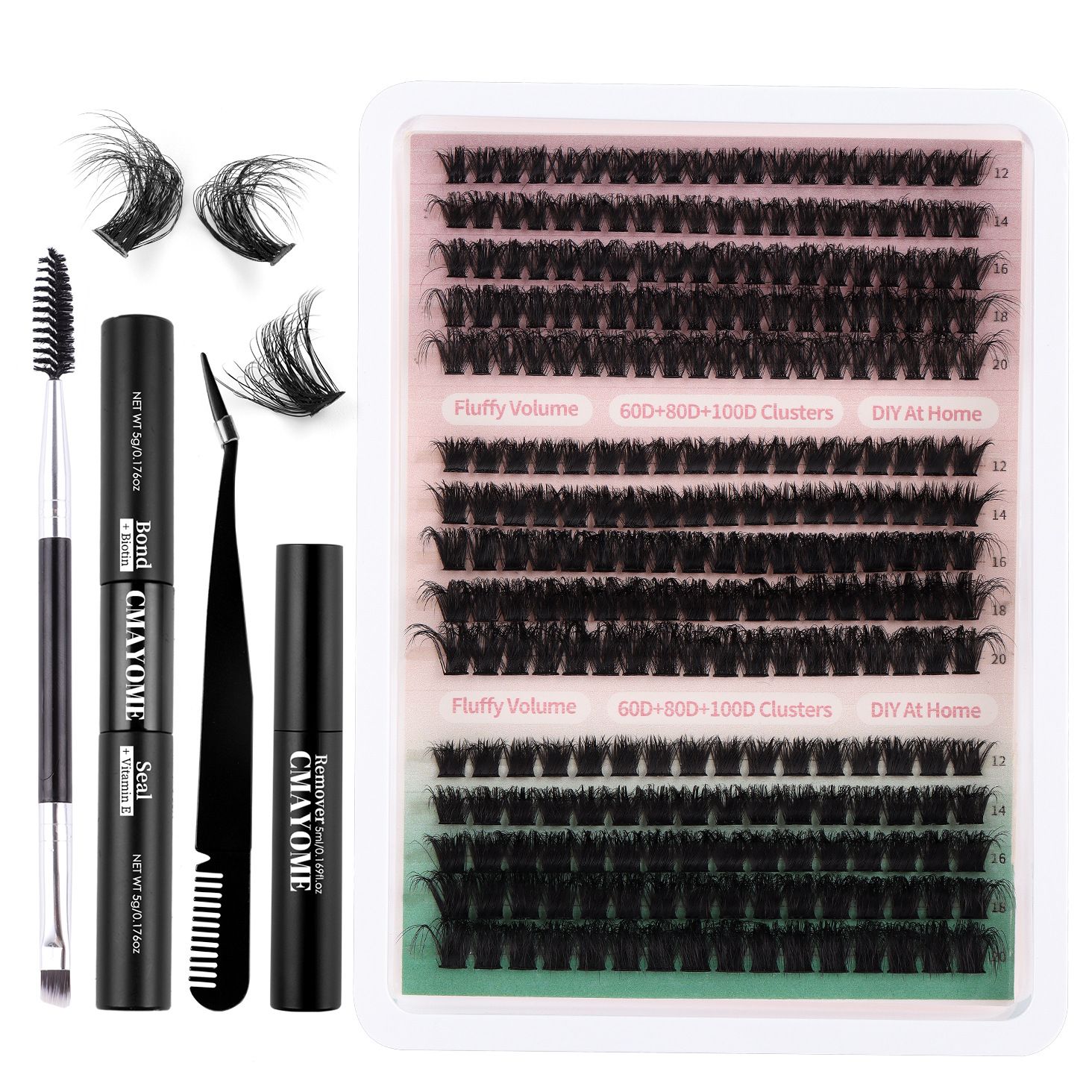 Fluffy Cluster Lashes 40D60D80D100D120D Natural Thick Eyelash Clusters D Curl Individual Lashes DIY Eyelashes Extension (15RowsDDCurl60D80D100D)