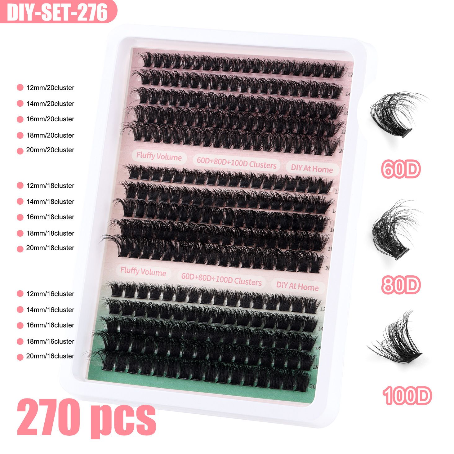 Fluffy Cluster Lashes 40D60D80D100D120D Natural Thick Eyelash Clusters D Curl Individual Lashes DIY Eyelashes Extension (15RowsDDCurl60D80D100D)
