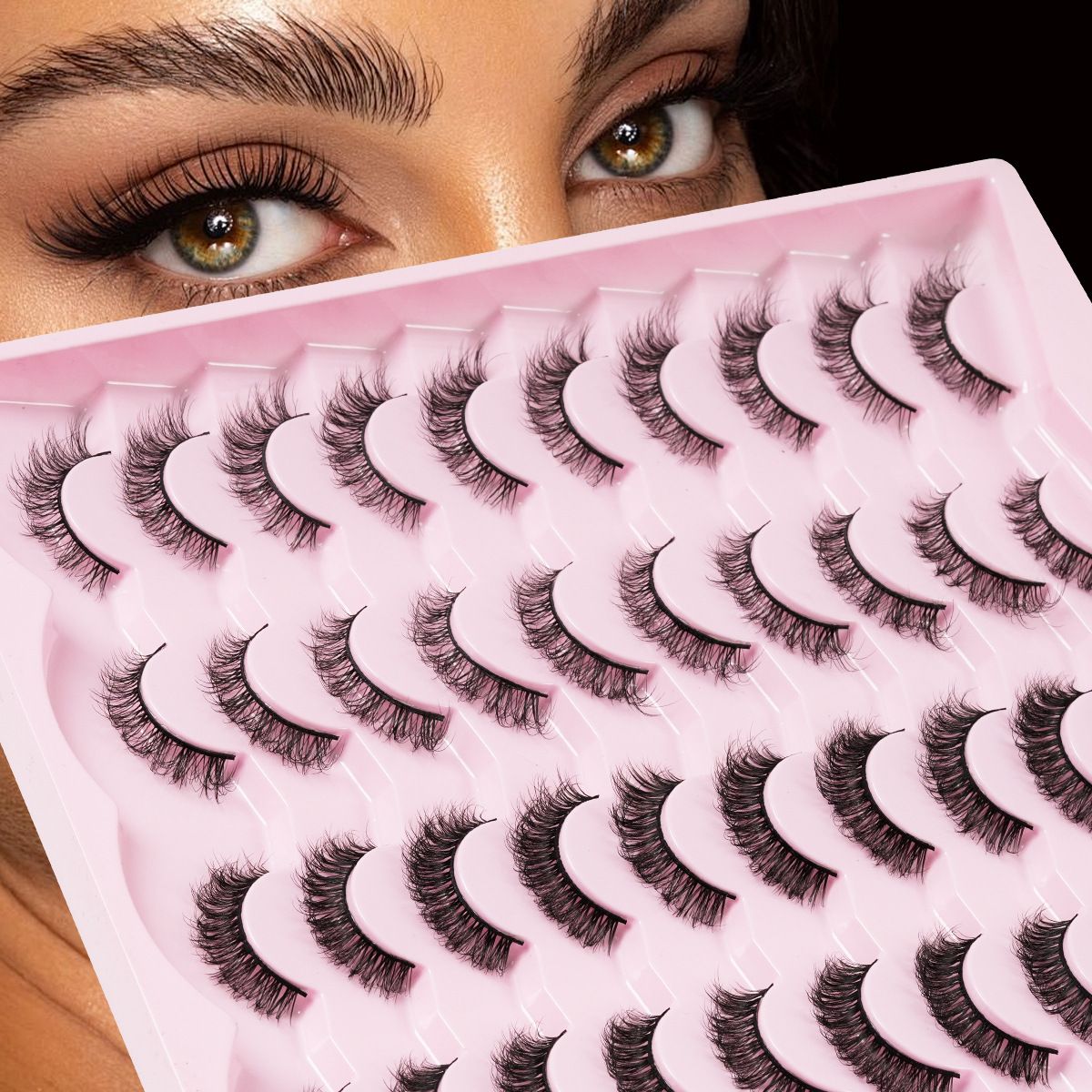 Russian Strip Lashes D Curly False Eyelashes Wispy 4 Styles Fake Eyelashes Natural Russian Eyelashes Fuzzy Mink Lashes that Look Like Extensions 20 Pairs