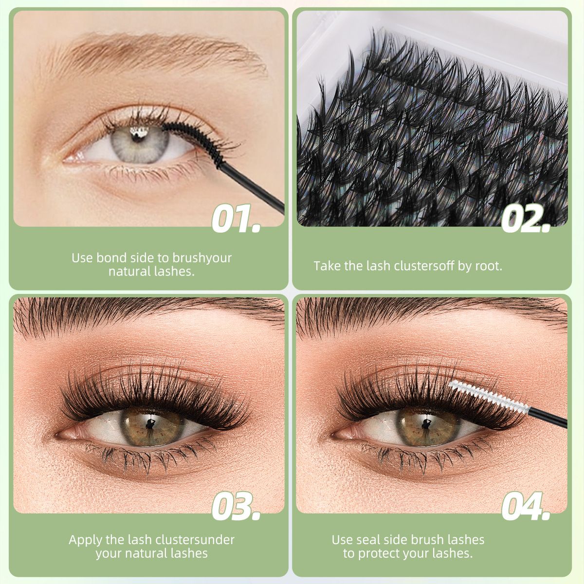 Fluffy Lash Clusters Kit 80D100D Volume Lash Extension Kit 280 Pcs，D Curl Thick Mega Lash Clusters with Waterproof Lash Bond and Seal andTweezers