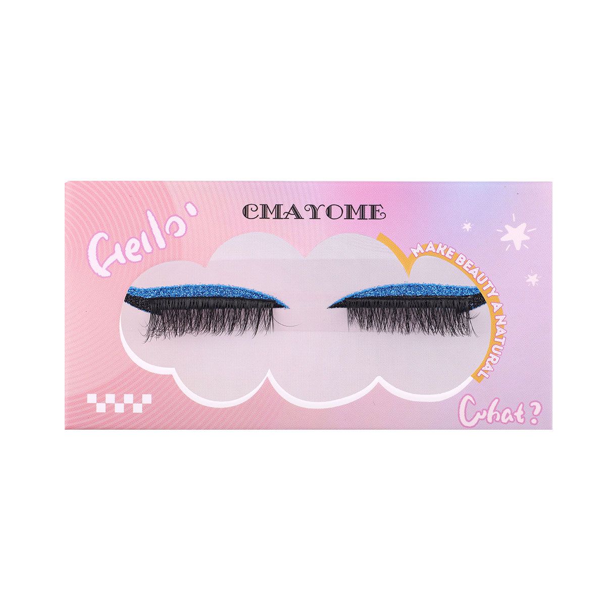 Reusable Eyeliner Stickers With Eyelashes, Glitter Self Adhesive False Eyelashes, Waterproof Eyeliner Sticker (1 Pair Golden eyelashes)