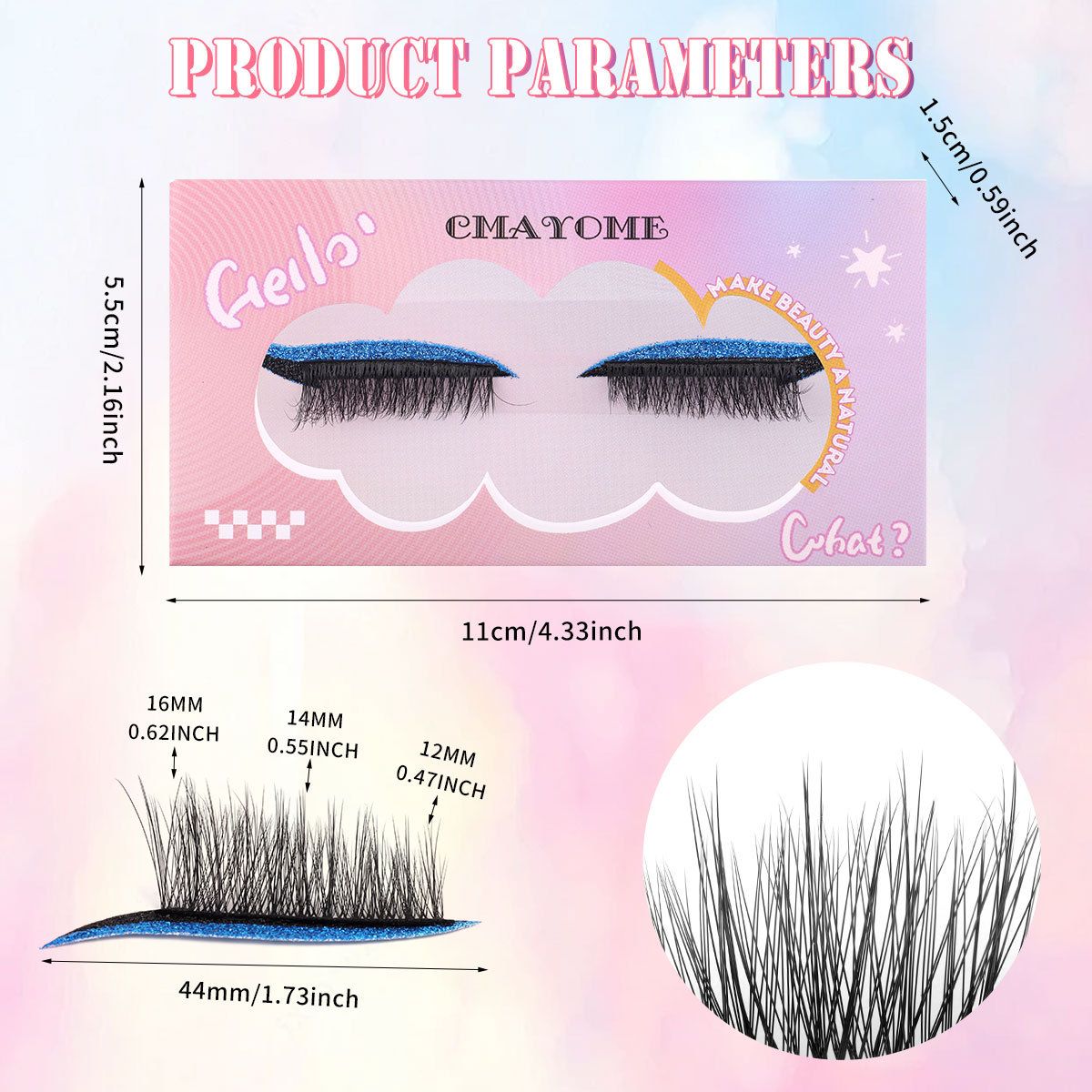 Reusable Eyeliner Stickers With Eyelashes, Glitter Self Adhesive False Eyelashes, Waterproof Eyeliner Sticker (1 Pair Golden eyelashes)