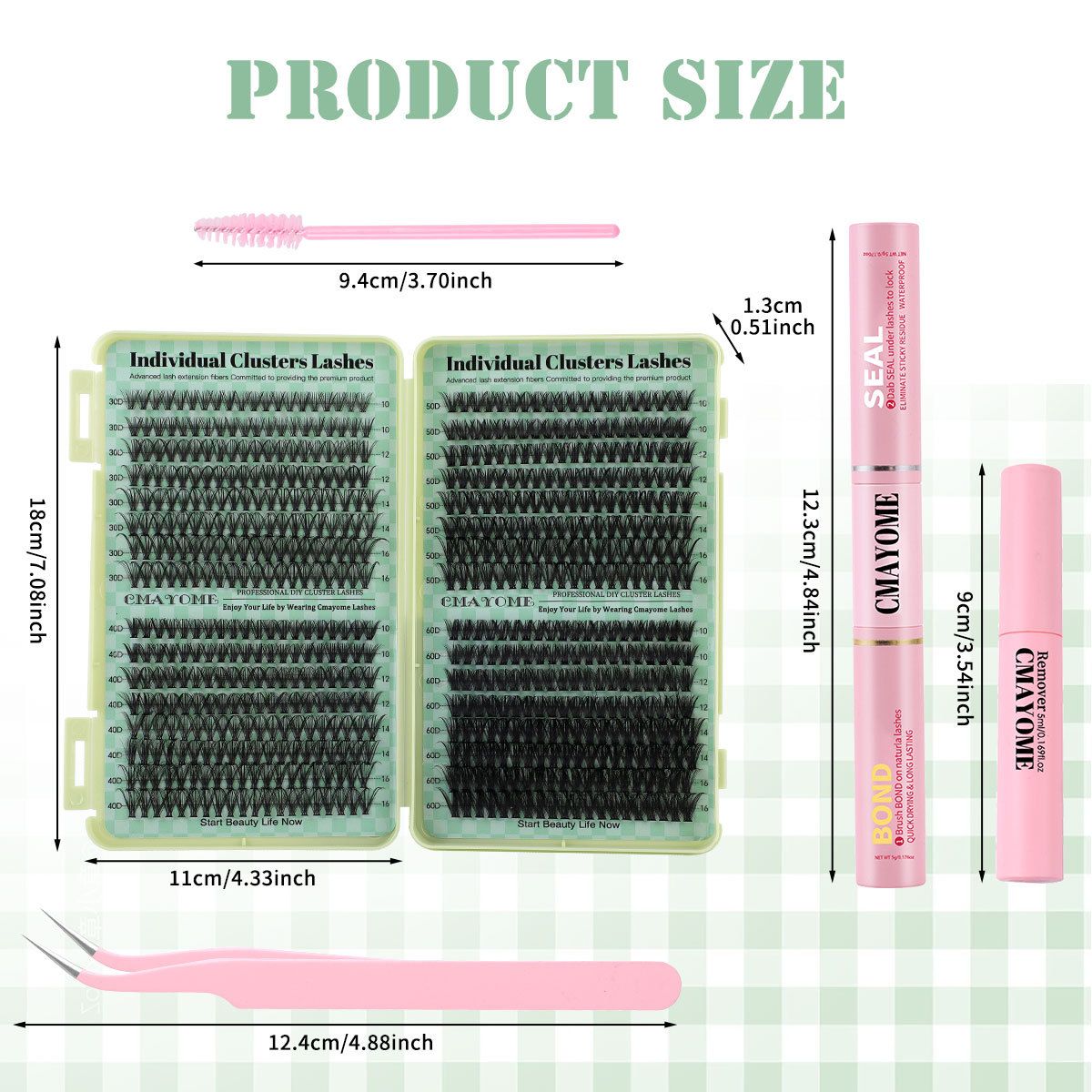 Individual Clusters Lash Extensions kit DIY 640pcs Dramatic Volume Eyelash Mixed Length (9-16mm 30D 40D 50D kit) Individual Lashes Kit Tray with Bond & Seal, Lash Tweezers