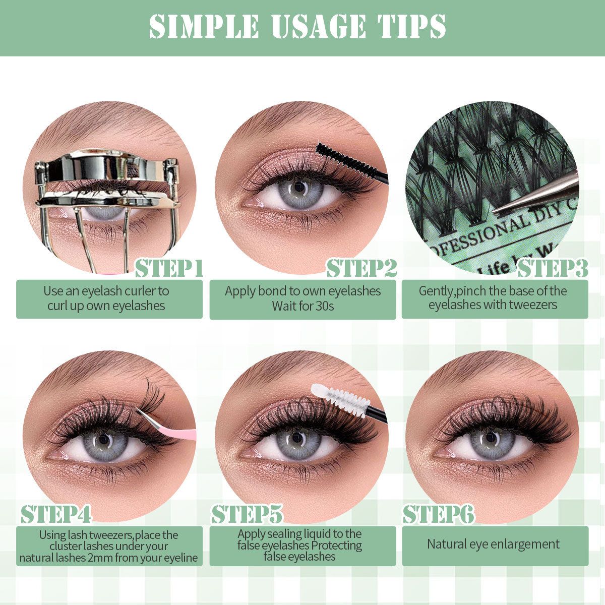 Individual Clusters Lash Extensions kit DIY 640pcs Dramatic Volume Eyelash Mixed Length (9-16mm 30D 40D 50D kit) Individual Lashes Kit Tray with Bond & Seal, Lash Tweezers